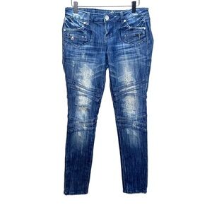 Y2K Almost Famous Distressed Skinny Moto Jeans Size 7